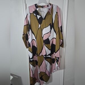 Abstract Print V-Neck Dress Shein Curves Size 4x